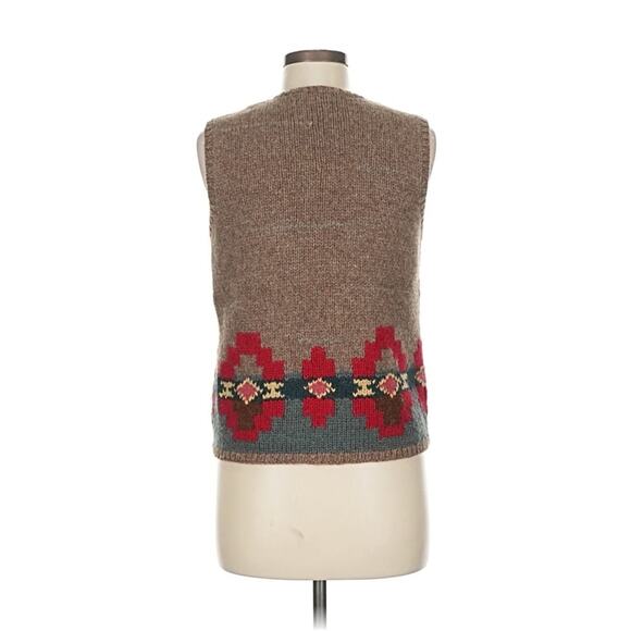 VTG Lauren Ralph Lauren Aztec Western Wool Alpaca Vest Concho Button M - Picture 2 of 4
